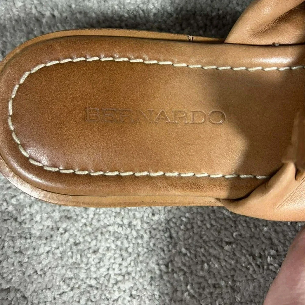 Bernardo Platform Sandals Tan‎ Leather Slingback Women Size 10M
